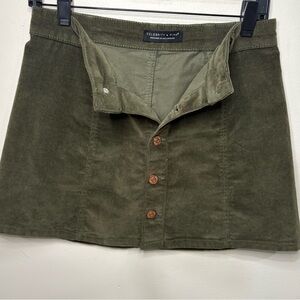 Celebrity Pink Olive Green Corduroy Skirt